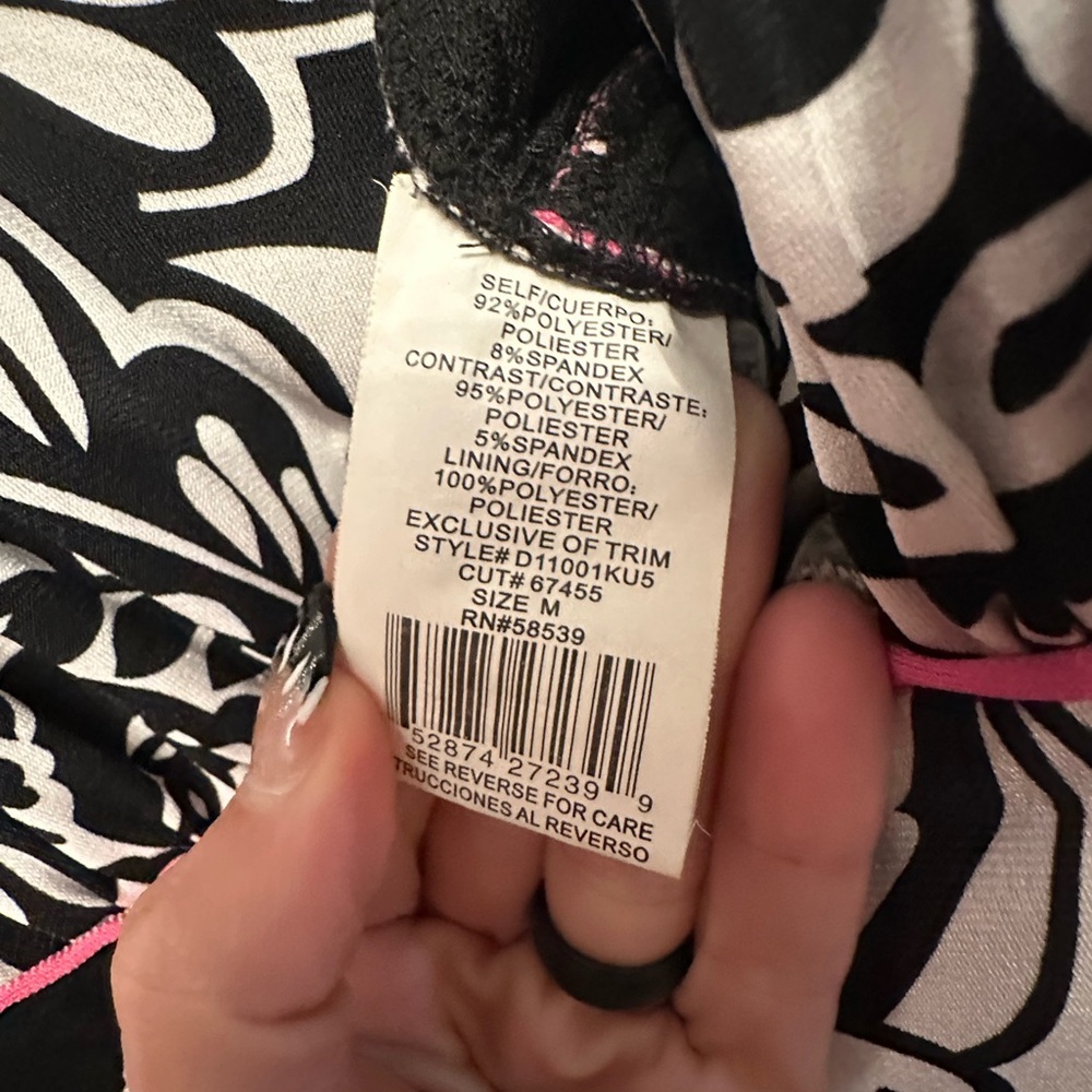 Vintage Y2K Era Speechless Black & White Patterned Dress w/ Pink Trim Medium - Picture 5 of 8